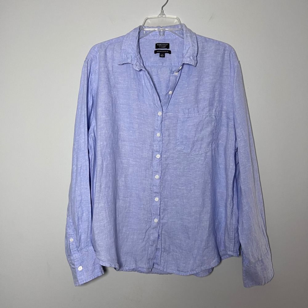 J.Crew Baird McNutt Irish Linen Garcon Classic Fit Button Down Shirt Blue 14